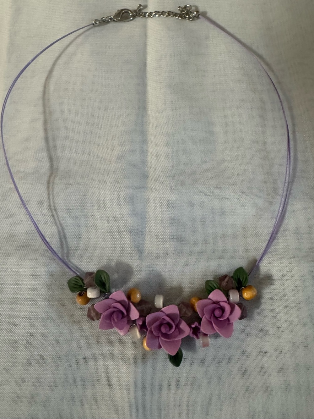 So lovely Floral Purple Rose Necklace - Women Jewelry -NWT comes w/in mesh pouch